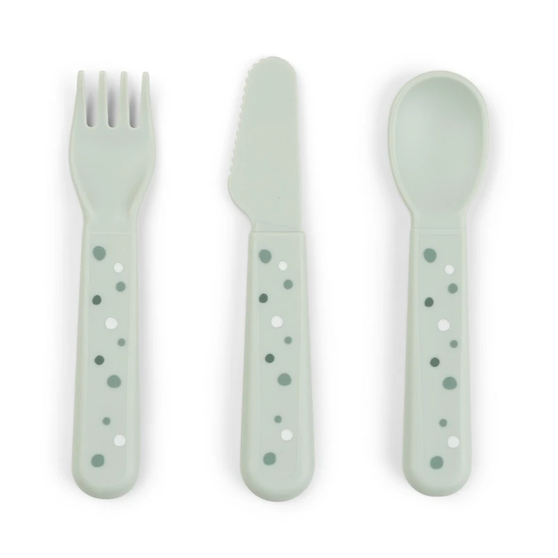 Done By Deer Foodie Cutlery Set Happy Dots Green 3 Done By Deer Foodie Cutlery Set Happy Dots Green