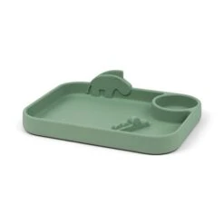 DONE BY DEER Peekaboo Silicone Compartment Plate Deer Friends Green
