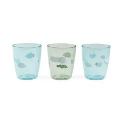 Done By Deer Yummy Mini Glass 3-pack Happy Clouds Green