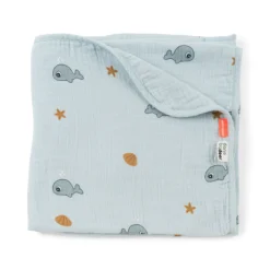 Done By Deer Baby Blanket Muslin Wally Blue 100 X 100 Cm