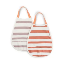 Done By Deer Pull-over Bib 2-pack Stripes Papaya / Powder