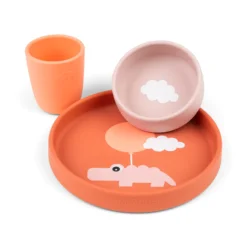 Done By Deer Silicone Dinner Set Happy Clouds Papaya