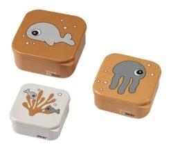 Done By Deer Snack Box Set 3pcs Sea Friends Mustard / Grey