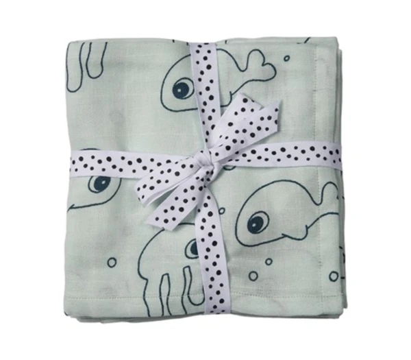 DONE BY DEER Swaddles (set Van 2) SEA FRIENDS Blue
