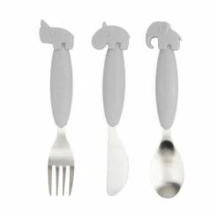 Done By Deer Easy-grip Bestek Deer Friends Grey 3-delig