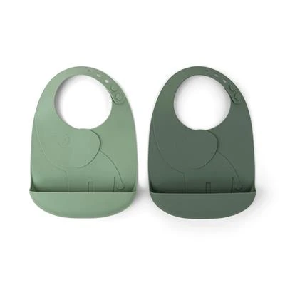 Done By Deer Peekaboo Bib 2-pack Elphee Green 3 Done By Deer Peekaboo Bib 2-pack Elphee Green