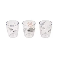 Done By Deer Yummy Mini Glass 3-pack Sea Friends Mustard Grey